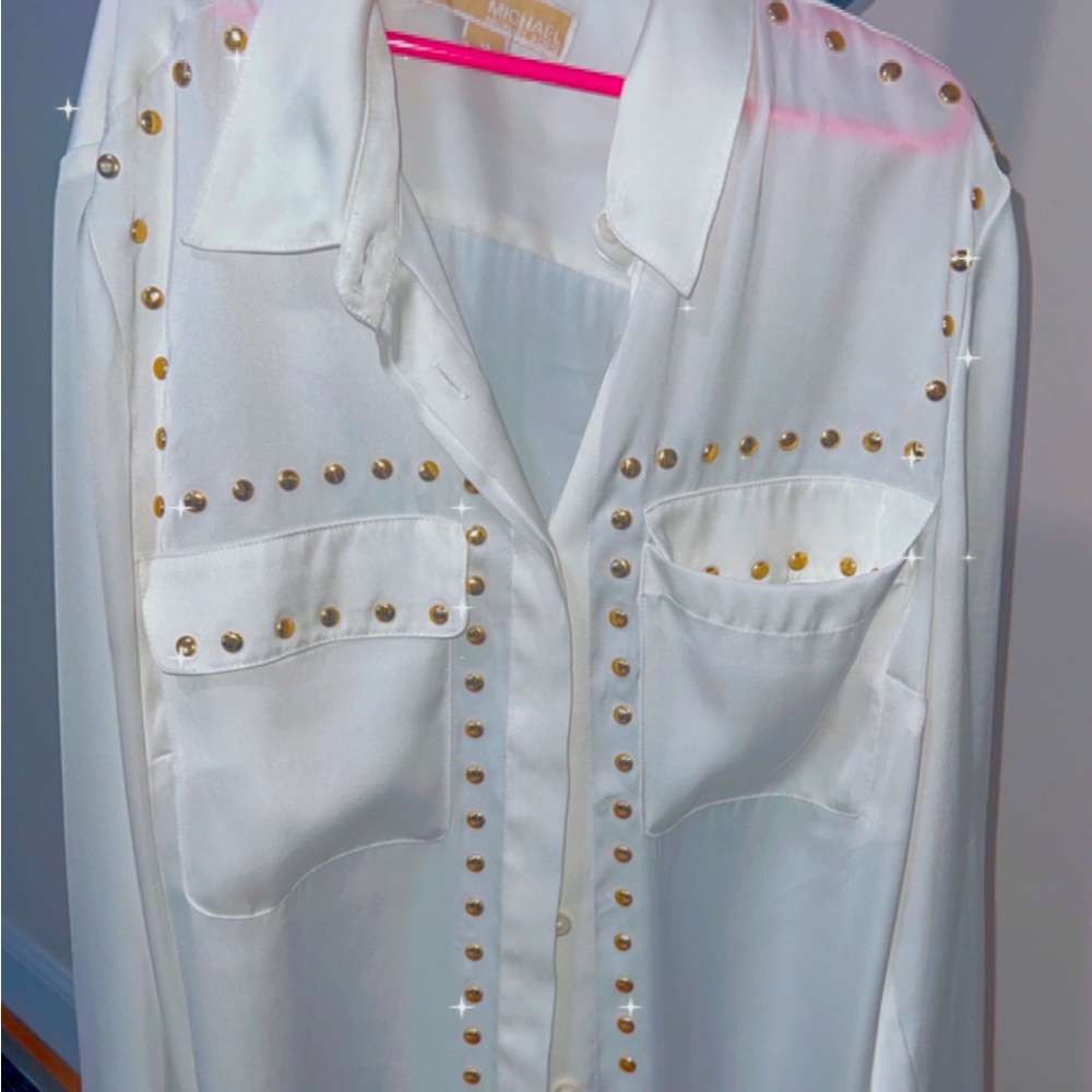 White silk Michael Kors button up blouse